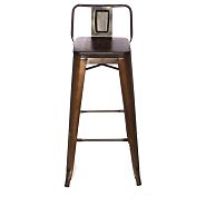Барный стул TOLIX коричневая сталь + темное дерево - 2