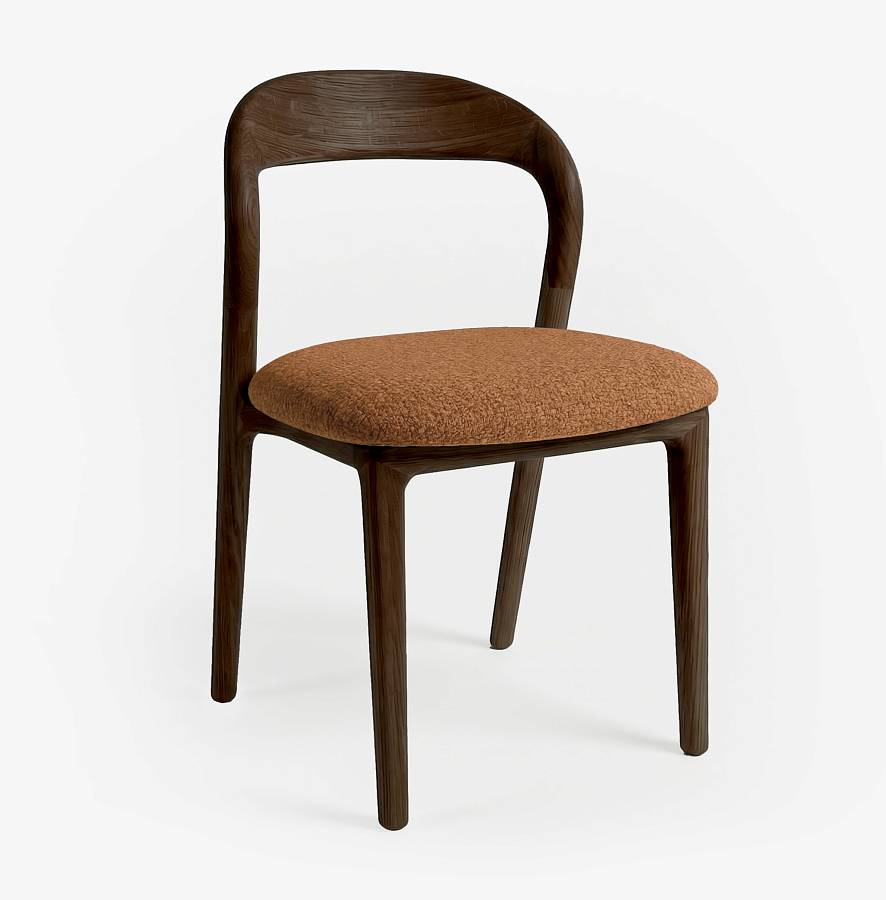 картинка Стул Лугано без подлокотников терракотовая ткань дуб тон темный орех (масло) от производителя дизайнерской мебели Deephouse