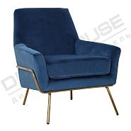 Кресло Амстердам темно-синий бархат + ножки золотой металл - 1