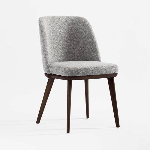 картинка Стул Трентино без подлокотников без выреза светло-серая ткань ясень тон темный орех (лак/матовый) от производителя дизайнерской мебели Deephouse