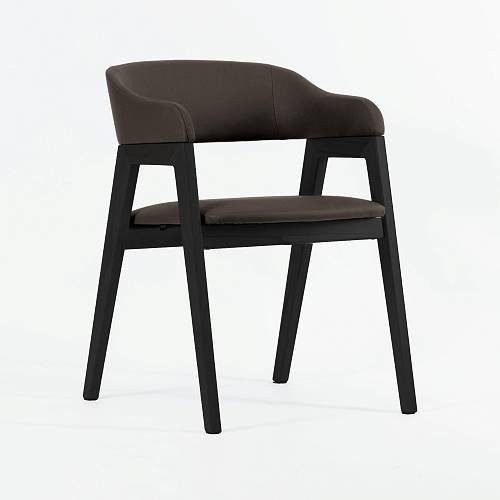 картинка Стул Челси серо-коричневая экокожа массив бука (черный) от производителя дизайнерской мебели Deephouse