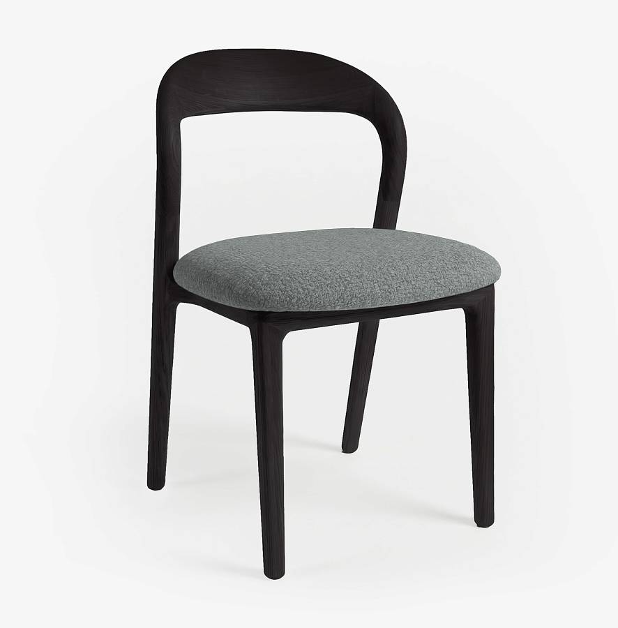 картинка Стул Лугано без подлокотников серо-голубая ткань береза тон черный матовый (эмаль) от производителя дизайнерской мебели Deephouse