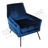 Кресло Амстердам темно-синий бархат + ножки черный металл - 1
