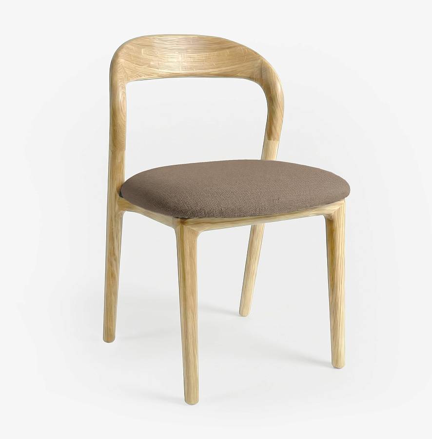 картинка Стул Лугано без подлокотников серо-коричневая ткань береза тон натуральный (масло) от производителя дизайнерской мебели Deephouse