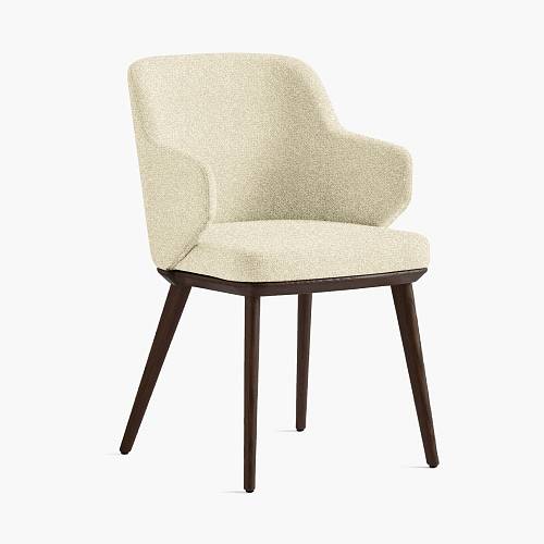 картинка Стул Трентино с подлокотниками без выреза светло-бежевая ткань ясень тон темный орех (лак/матовый) от производителя дизайнерской мебели Deephouse