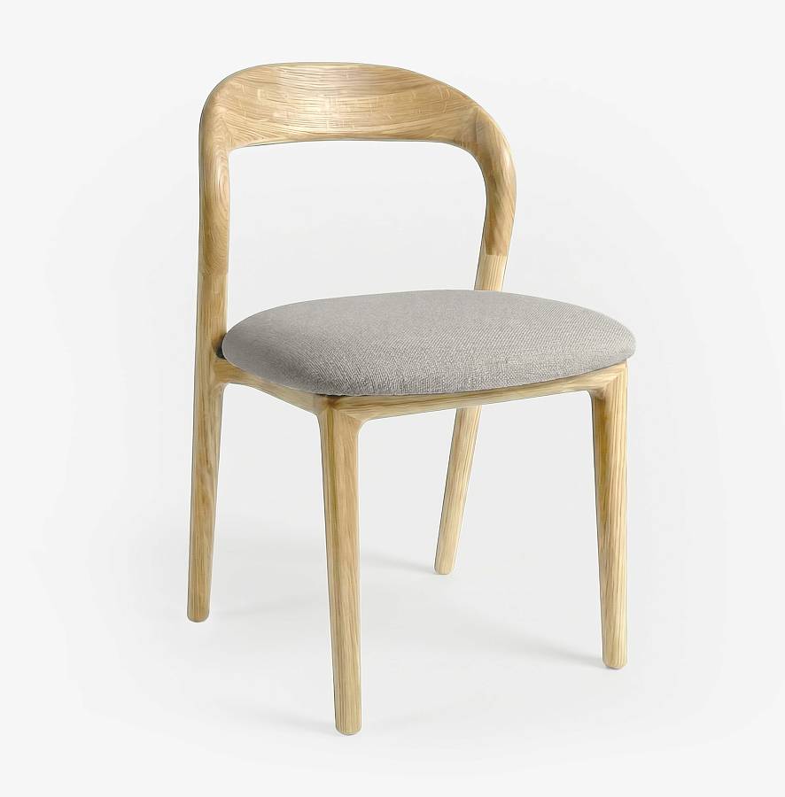 картинка Стул Лугано без подлокотников светло-серая ткань береза тон натуральный (масло) от производителя дизайнерской мебели Deephouse