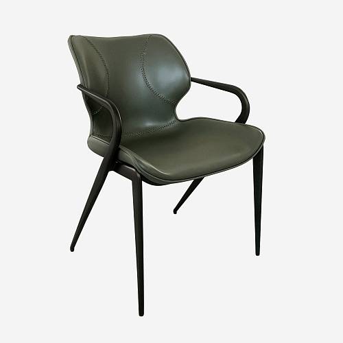 картинка Стул Мангейм зеленая экокожа ножки черные от производителя дизайнерской мебели Deephouse