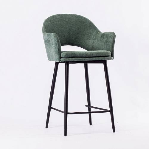 картинка Стул Магриб полубарный зеленая ткань ножки черные от производителя дизайнерской мебели Deephouse