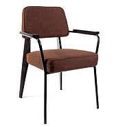 Кресло Вена сталь + сиденье темно-коричневая ткань - 1