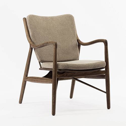 картинка Кресло Ольборг бежево-коричневая ткань дуб тон терра от производителя дизайнерской мебели Deephouse