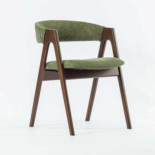 картинка Стул Дублин зеленая ткань массив бука тон орех (лак/мaтовый) от производителя дизайнерской мебели Deephouse