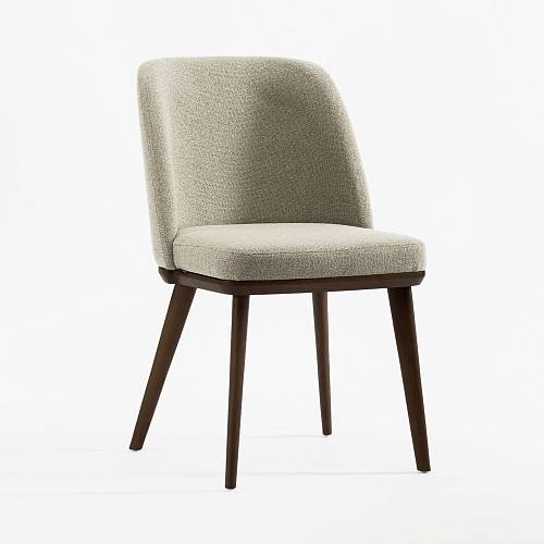 картинка Стул Трентино без подлокотников без выреза бежево-коричневая ткань ясень тон темный орех (лак/матовый) от производителя дизайнерской мебели Deephouse