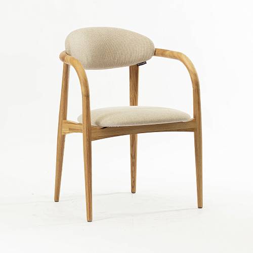 картинка Стул Женева бежевая ткань дуб (тон натуральный) от производителя дизайнерской мебели Deephouse