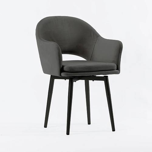 картинка Стул Магриб вращающийся темно-серый бархат ножки черные от производителя дизайнерской мебели Deephouse