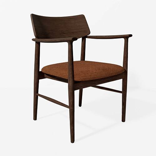 картинка Стул Сёгун терракотовая ткань дуб тон темный орех (масло) от производителя дизайнерской мебели Deephouse