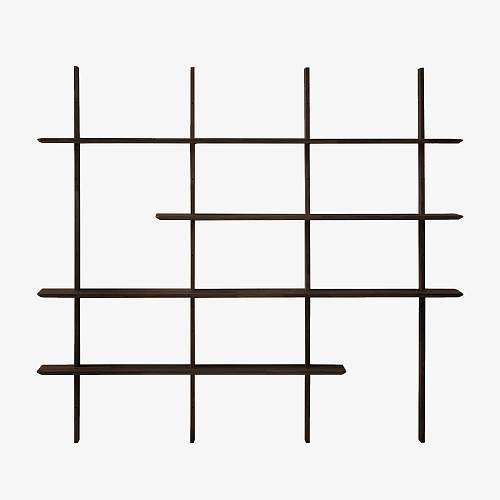 картинка Стеллаж Тампере 4 197х25х176 см массив дуба тон темный орех (бейц/лак) от производителя дизайнерской мебели Deephouse