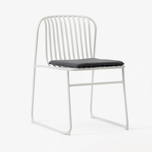 картинка Стул Сансони металлический тон белый подушка серая от производителя дизайнерской мебели Deephouse