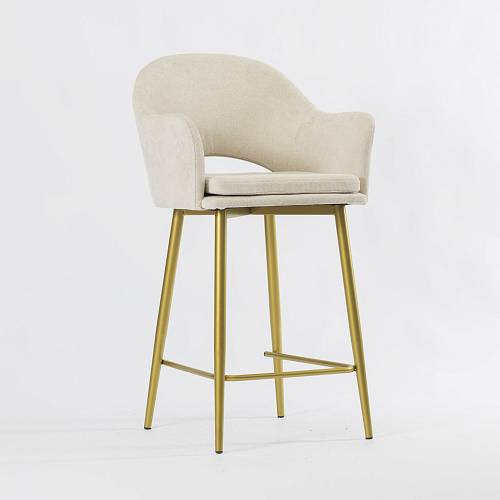 картинка Стул Магриб полубарный светло-бежевая ткань ножки золото от производителя дизайнерской мебели Deephouse