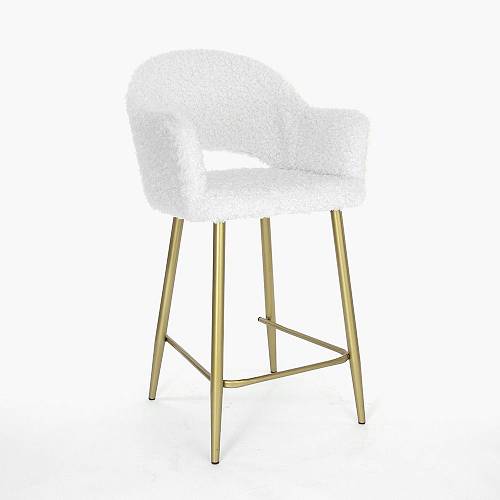 картинка Стул полубарный Белладжио вращающийся белый экомех ножки золотые от производителя дизайнерской мебели Deephouse