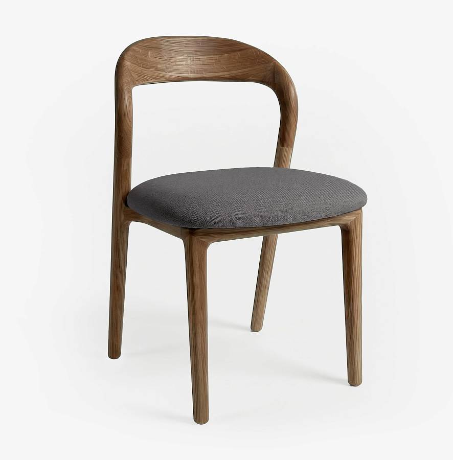 картинка Стул Лугано без подлокотников серая ткань дуб тон терра (масло) от производителя дизайнерской мебели Deephouse