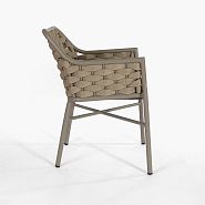 Кресло Кицбюэль плетеное бежевое, подушка ткань бежевая, ножки бежевый металл - 5