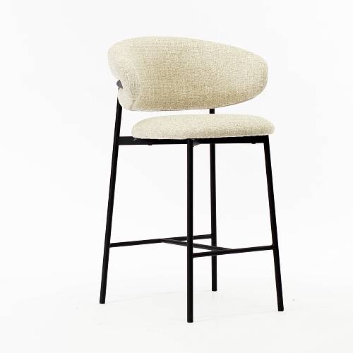 картинка Стул полубарный Феррара бежевая ткань ножки черные от производителя дизайнерской мебели Deephouse