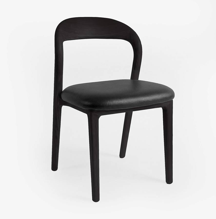 картинка Стул Лугано без подлокотников черная экокожа береза тон черный матовый (эмаль) от производителя дизайнерской мебели Deephouse