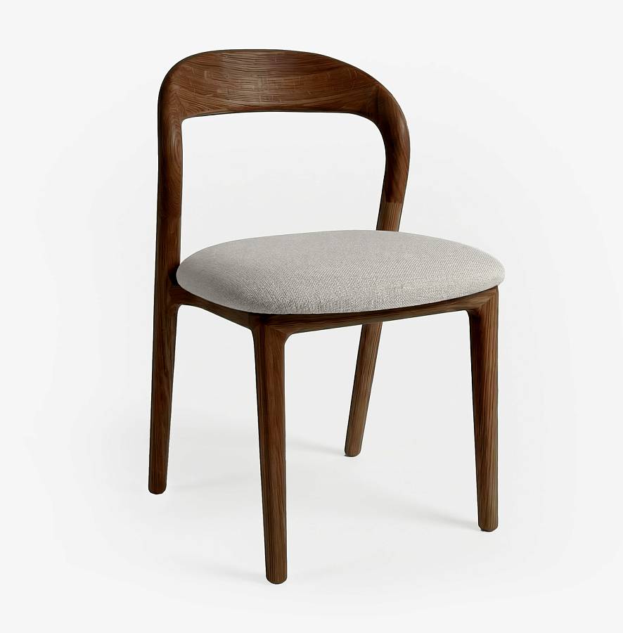 картинка Стул Лугано без подлокотников светло-серая ткань береза тон рич (бейц) от производителя дизайнерской мебели Deephouse