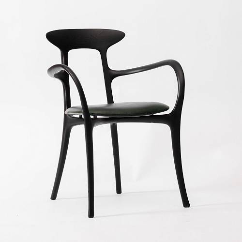 картинка Стул Брунелло зеленая  кожа дуб (тон черный) от производителя дизайнерской мебели Deephouse