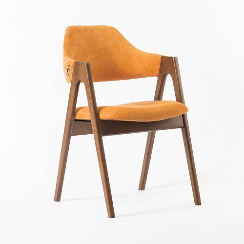 картинка Стул Белфаст оранжевая ткань массив бука (цвет орех) от производителя дизайнерской мебели Deephouse