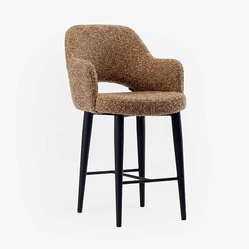 картинка Стул Мартин полубарный коричневая ткань букле ножки черные от производителя дизайнерской мебели Deephouse