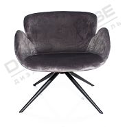 УЦЕНКА! Кресло для отдыха Болтон светло-серый бархат, внешняя часть экокожа серый винтаж + ножки черные - 2