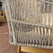 Диван Самоа двухместный плетеный бежевая ткань подушка бежевая ножки акация светло-коричневый - 14