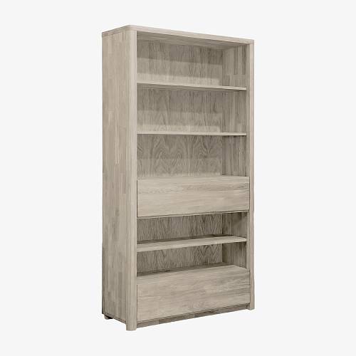 картинка Стеллаж Хорсенс с выдвижным ящиком 108,4х40,2х201,5 см массив дуба тон светлый натуральный (масло) от производителя дизайнерской мебели Deephouse