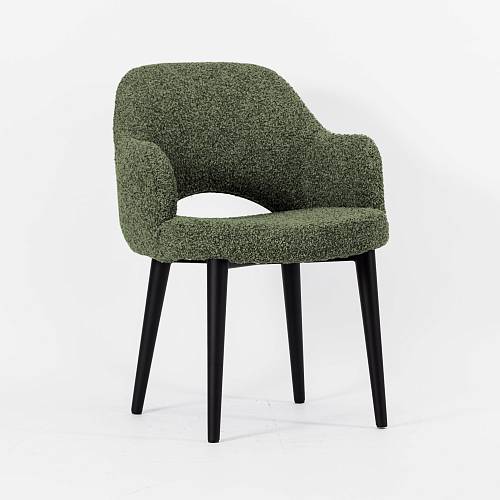 картинка Стул Мартин темно-зеленая ткань букле ножки черные от производителя дизайнерской мебели Deephouse