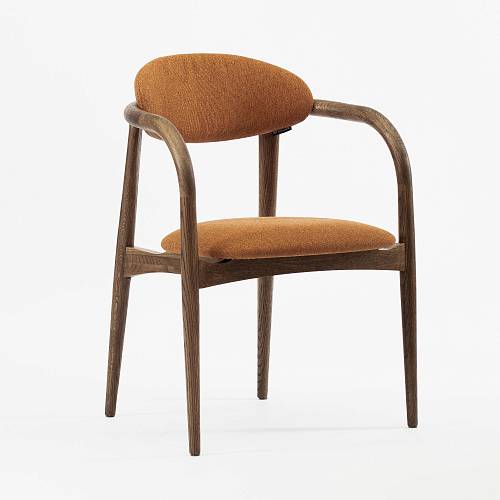 картинка Стул Женева оранжевая ткань дуб (тон терра) от производителя дизайнерской мебели Deephouse