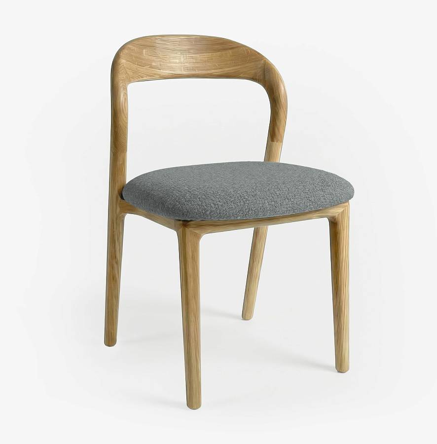 картинка Стул Лугано без подлокотников серо-голубая ткань дуб тон натуральный (масло) от производителя дизайнерской мебели Deephouse