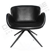 Кресло для отдыха Болтон вращающееся экокожа черный винтаж + ножки черные - 9
