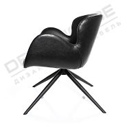 Кресло для отдыха Болтон вращающееся экокожа черный винтаж + ножки черные - 6