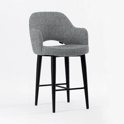 картинка Стул Мартин барный светло-серая ткань ножки черные от производителя дизайнерской мебели Deephouse