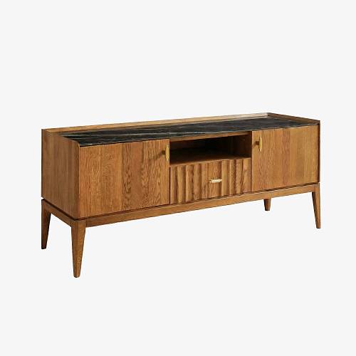 картинка Тумба для ТВ Брисбен 140х46х58 см массив дуба тон коньяк (масло) от производителя дизайнерской мебели Deephouse