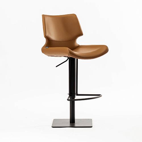картинка Стул Бремен барный регулируемый светло-коричневая экокожа ножки черные от производителя дизайнерской мебели Deephouse