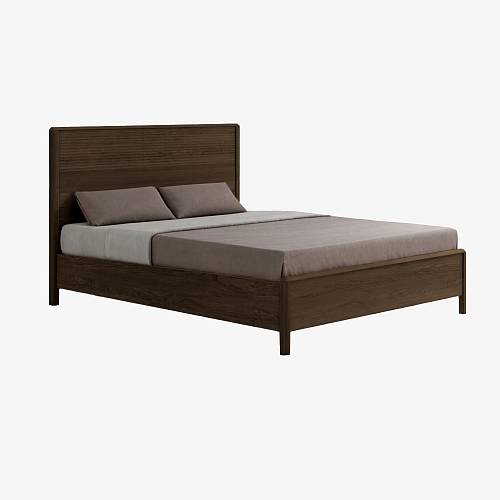 картинка Кровать Канберра 207х191х90 см спальное место 180х200 без настила массив дуба тон темный орех (бейц/лак) от производителя дизайнерской мебели Deephouse