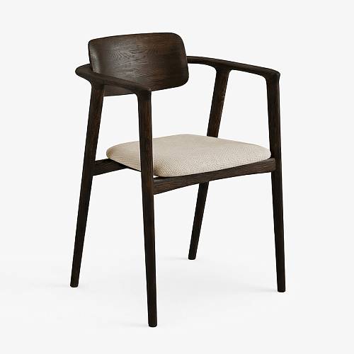 картинка Стул Нагоя светло-бежевая ткань дуб тон темный орех (масло) от производителя дизайнерской мебели Deephouse