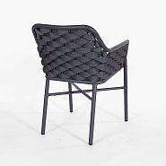 Кресло Кицбюэль плетеное темно-серое, подушка ткань темно-серая, ножки темно-серый металл - 4