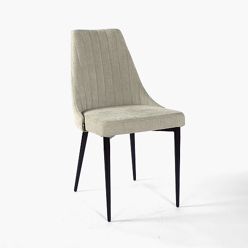 картинка Outlet! Стул Люцерн светло-бежевая ткань вертикальная прострочка ножки черные от производителя дизайнерской мебели Deephouse