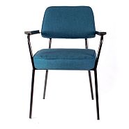 Кресло Вена черная сталь + сиденье синяя ткань - 7