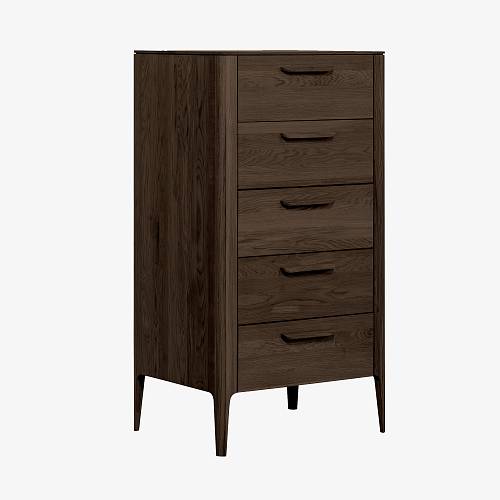 картинка Комод Аделаида с 5 ящиками 66х46х118 см массив дуба тон темный орех (бейц/лак) от производителя дизайнерской мебели Deephouse