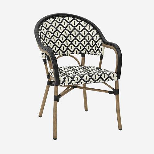 картинка Стул Фрежюс плетеный черно-белый ножки металл коричневые от производителя дизайнерской мебели Deephouse