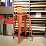 Полубарный стул TOLIX оранжевый + темное дерево - 11